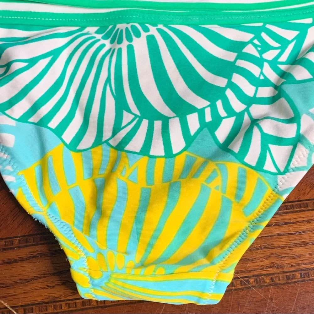 Rip Curl Striped Leaf Print Fold Down Bikini Bottoms